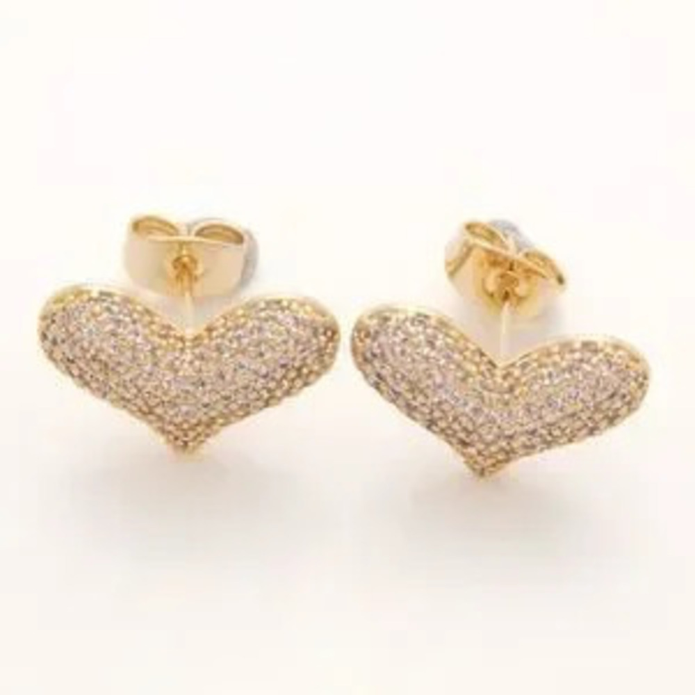 Paved CZ Heart Stud Earrings (7010)